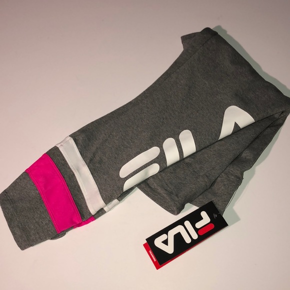 🛍FILA Light Gray/Pink Striped Logo Training Capri - Picture 4 of 4